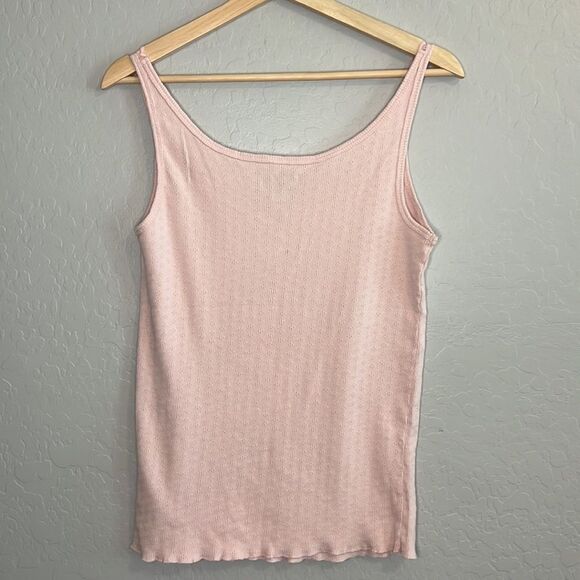Faded Glory Girl’s Pink Lace Lined Pointelle Pattern Tank Top Size Large (12/14) - Picture 2 of 5